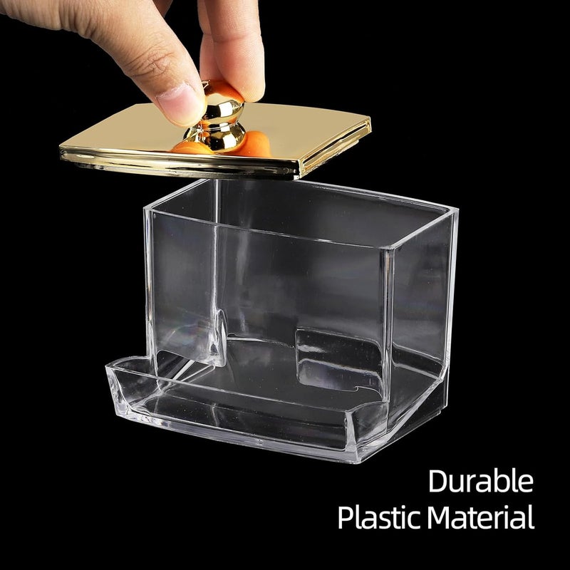 Tbestmax Qtip Holder Dispenser Clear Bathroom Organizer Accessories Decor for Storage-Qtips Cotton Ball Holder - Gold - Image 3